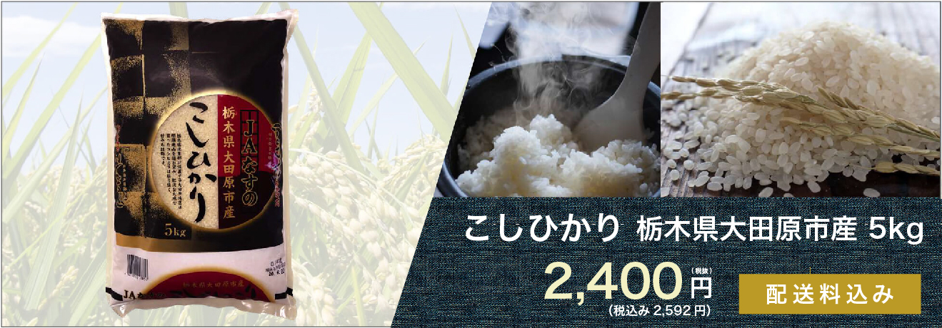 こしひかり　栃木県大田原市産　5kg 2,400円(税込)送料込み